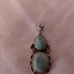 Genuine Larimar double stone Pendant